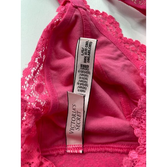 NWOT Victoria Secret L Neon Pink Lace Bralette - Picture 4 of 4